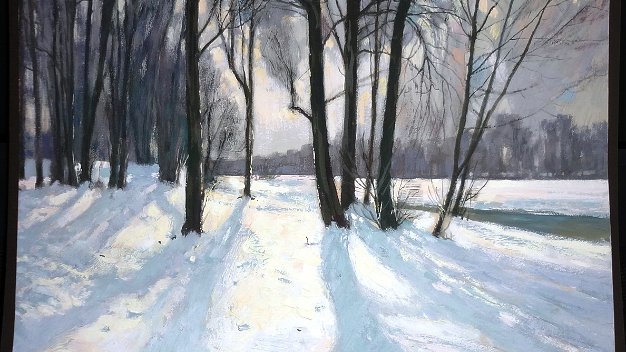 Arboles Invierno Excellent condition gouache on paper winter landscape painting in Germany. Paper dimension is 12 by 14 inches. Signed in...